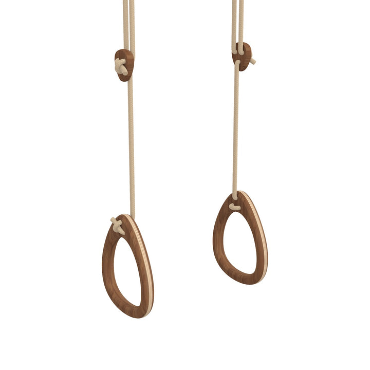 Lillagunga Gymnastics Rings Limited Edition Walnut with beige ropes