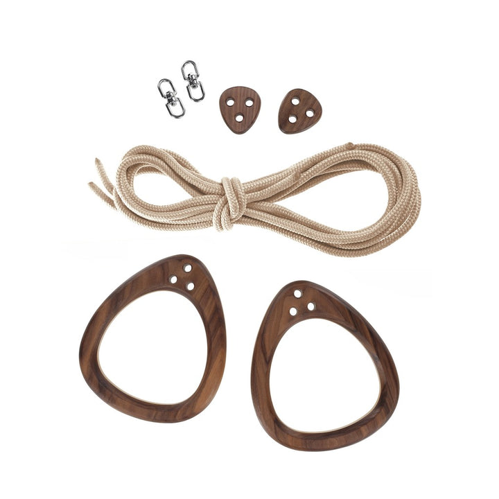 Lillagunga Gymnastics Rings Limited Edition Walnut with beige ropes