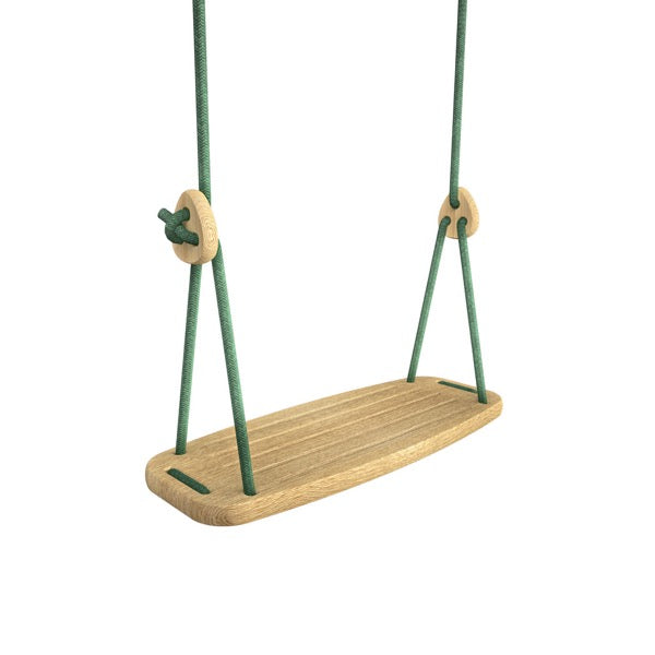 Lillagunga Grand Swing oak seat with green ropes