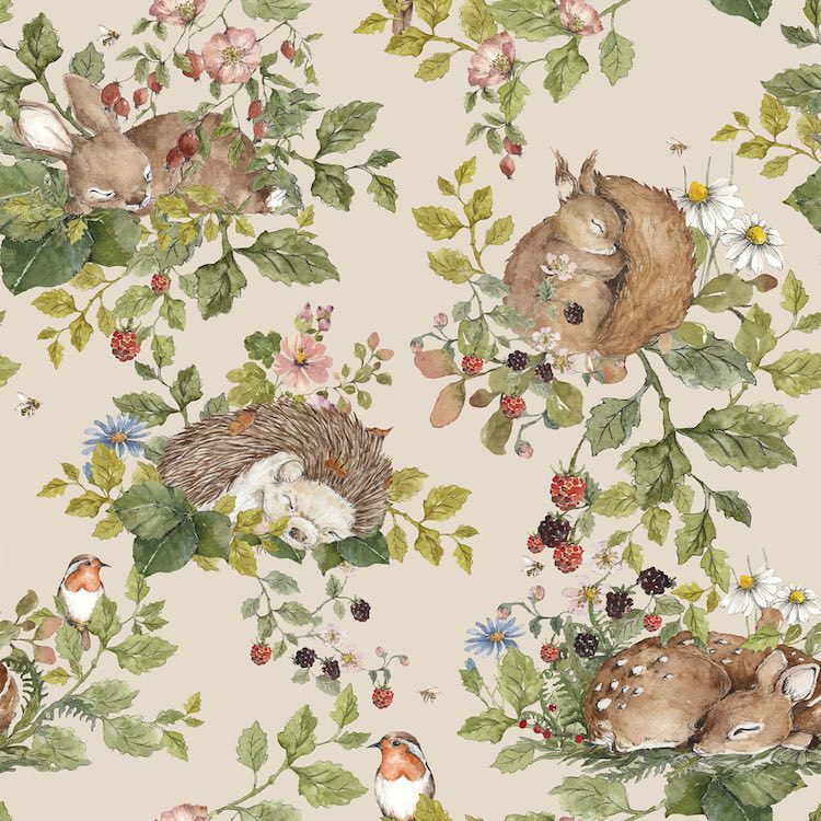Dekornik Little Sleepy Animals Wallpaper Sample - Light