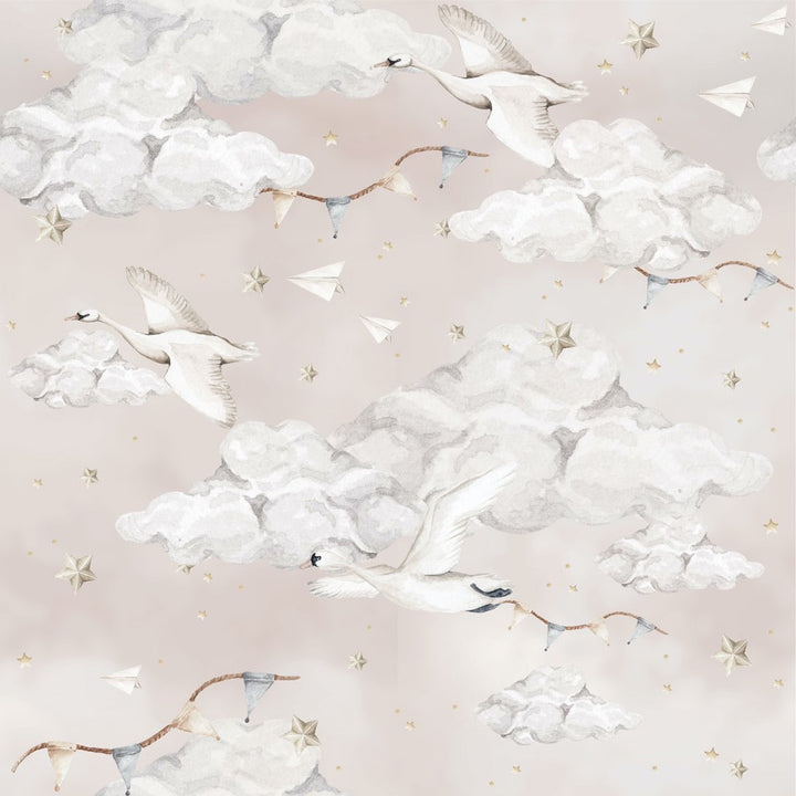 Dekornik Magic Swans Pink Wallpaper