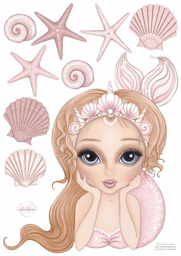 Isla Dream Prints Cora Mermaid Fabric Wall Decals