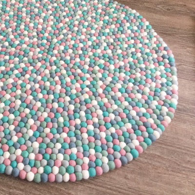 Winston & Grace Felt Ball Rug - Mint & Musk