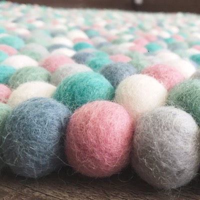 Winston & Grace Felt Ball Rug - Mint & Musk