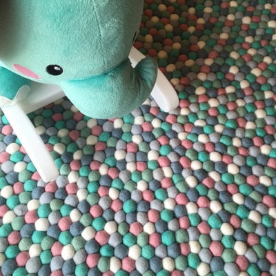 Winston & Grace Felt Ball Rug - Mint & Musk