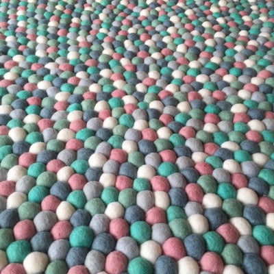 Winston & Grace Felt Ball Rug - Mint & Musk