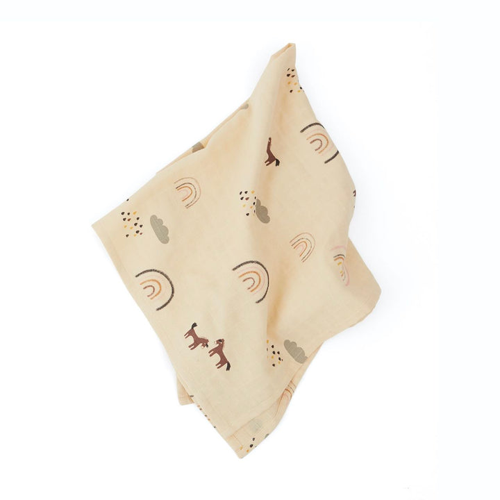 OYOY Muslin Square Rainbow print folded