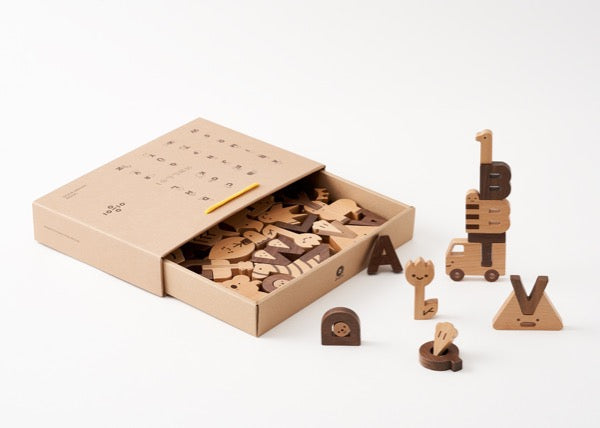 Oioiooi Wooden Alphabet Play Blocks Set