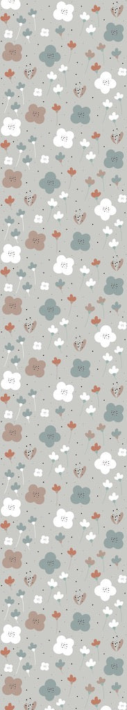 Dekornik SIMPLE Oldchood Graphic Flower Pattern Grey Wallpaper strip
