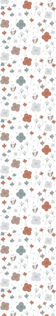 Dekornik SIMPLE Oldchood Graphic Flower Pattern White Wallpaper strip