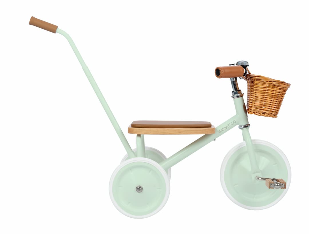 Banwood Kids Trike with push handle in Pale Mint