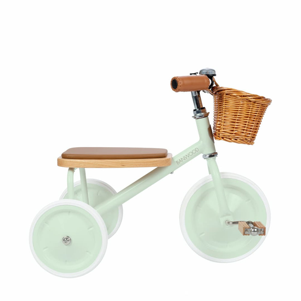 side view of pale mint Banwood kids Trike