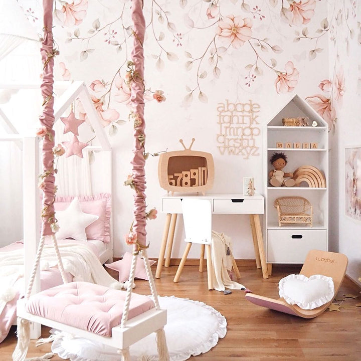 Dekornik Paradise Garden Pastel Twigs Wallpaper in bedroom