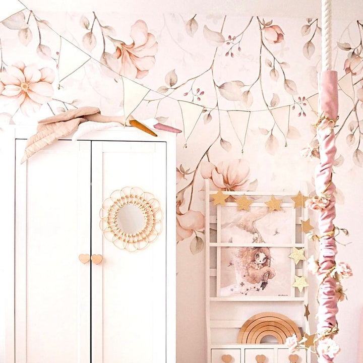 Dekornik Paradise Garden Pastel Twigs Wallpaper with dresser