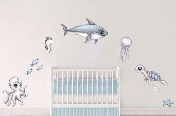 Isla Dream Prints Sea Creatures Fabric Wall Decals Pack