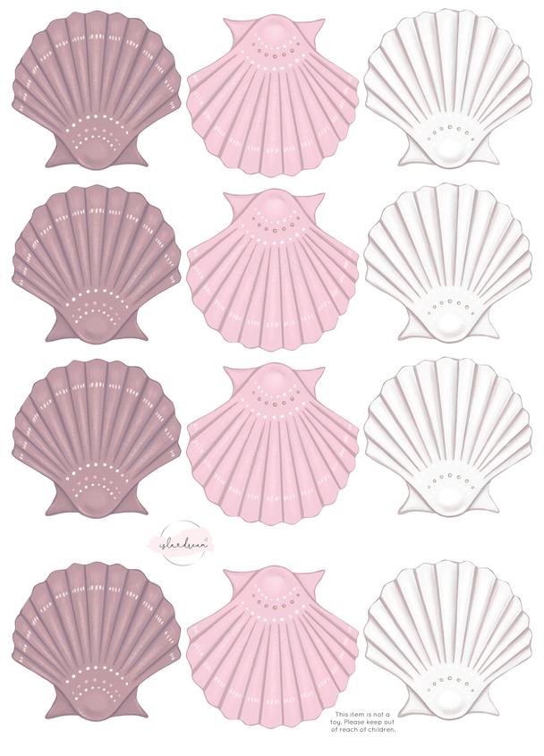 Isla Dream Prints Sea Shell Fabric Wall Decals - Perfect Pinks