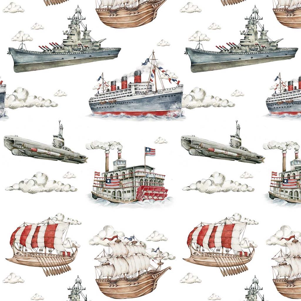 Dekornik Ships Colour Wallpaper Sample