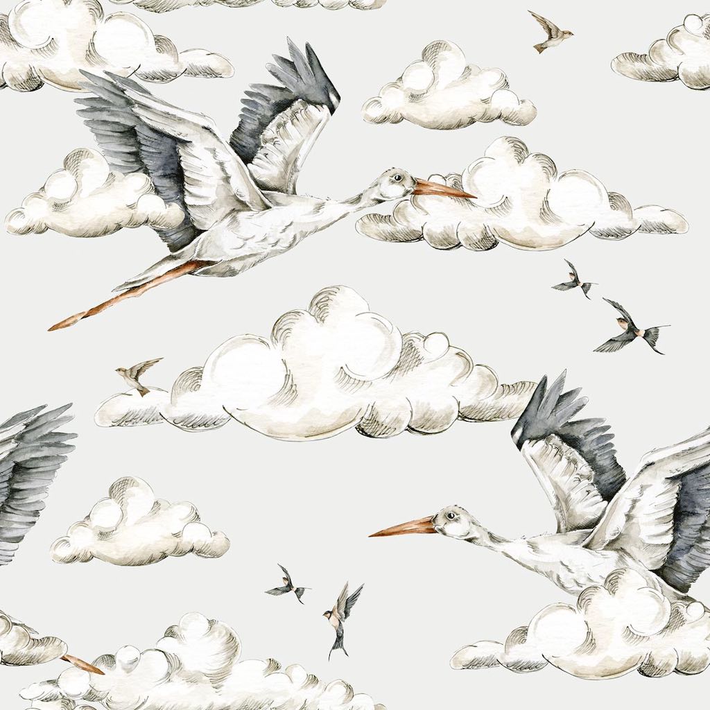 Dekornik Storks In The Clouds Wallpaper