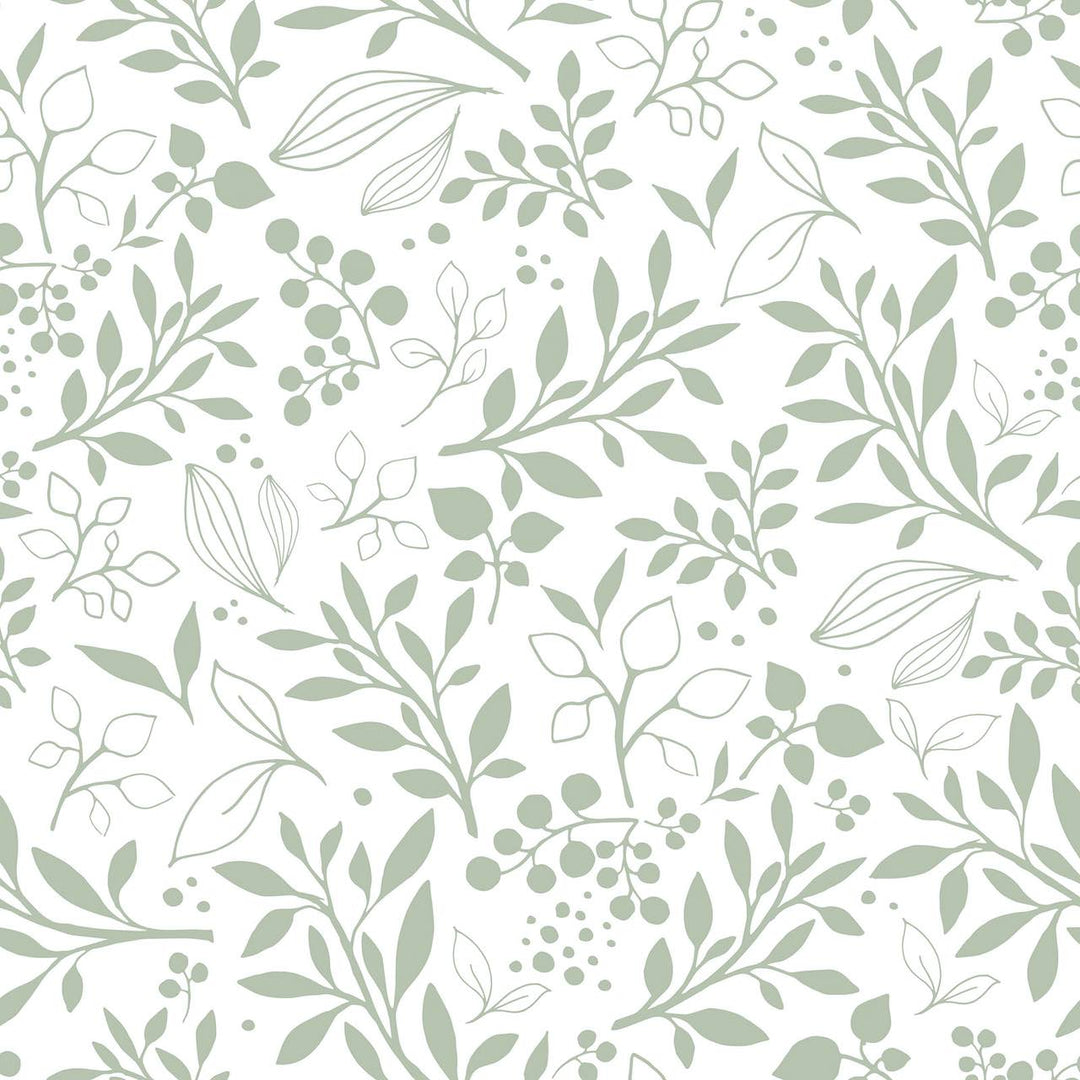 Dekornik SIMPLE Subtle Flowers Green Wallpaper