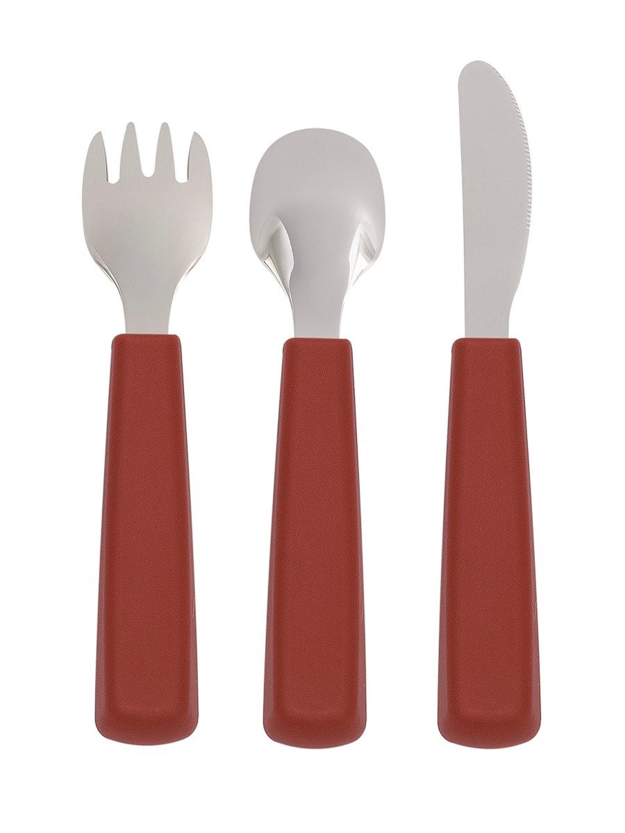 We Might Be Tiny Rust Toddler Feedie Kids Cutlery Set