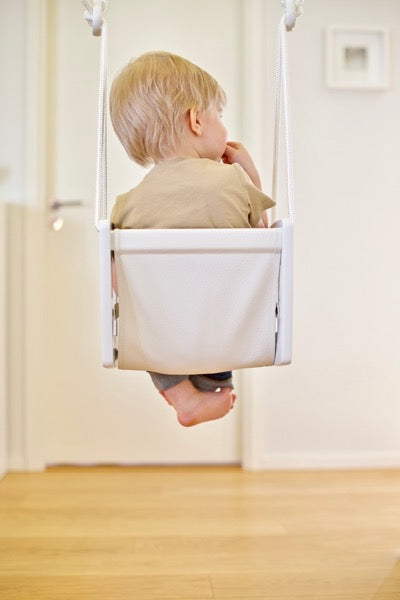 Lillagunga Toddler Swing - White Birch with White Leather