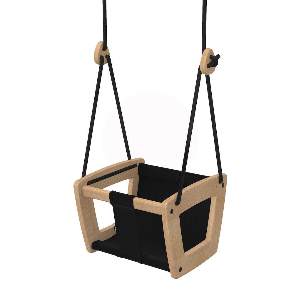 Lillagunga Toddler Swing - Oak with Black Leather