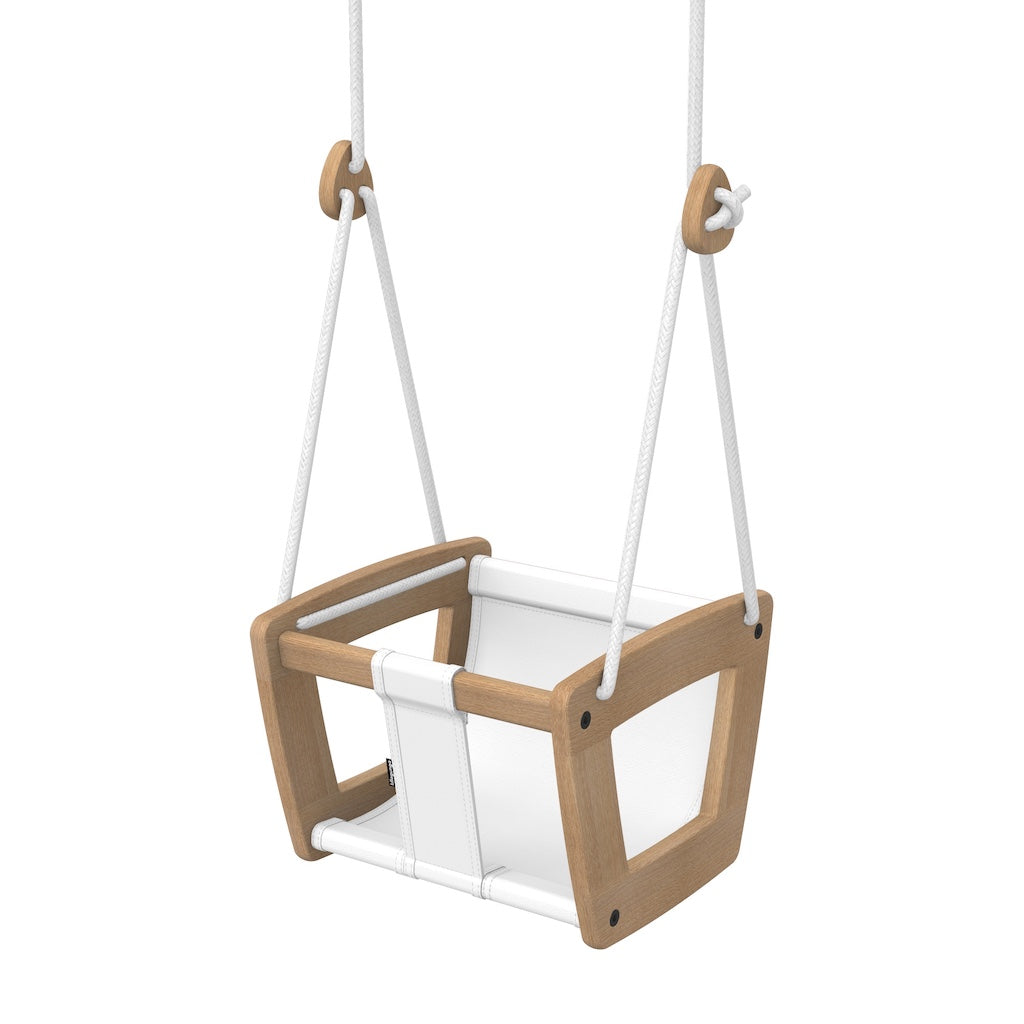 Lillagunga Toddler Swing - Oak with White Leather