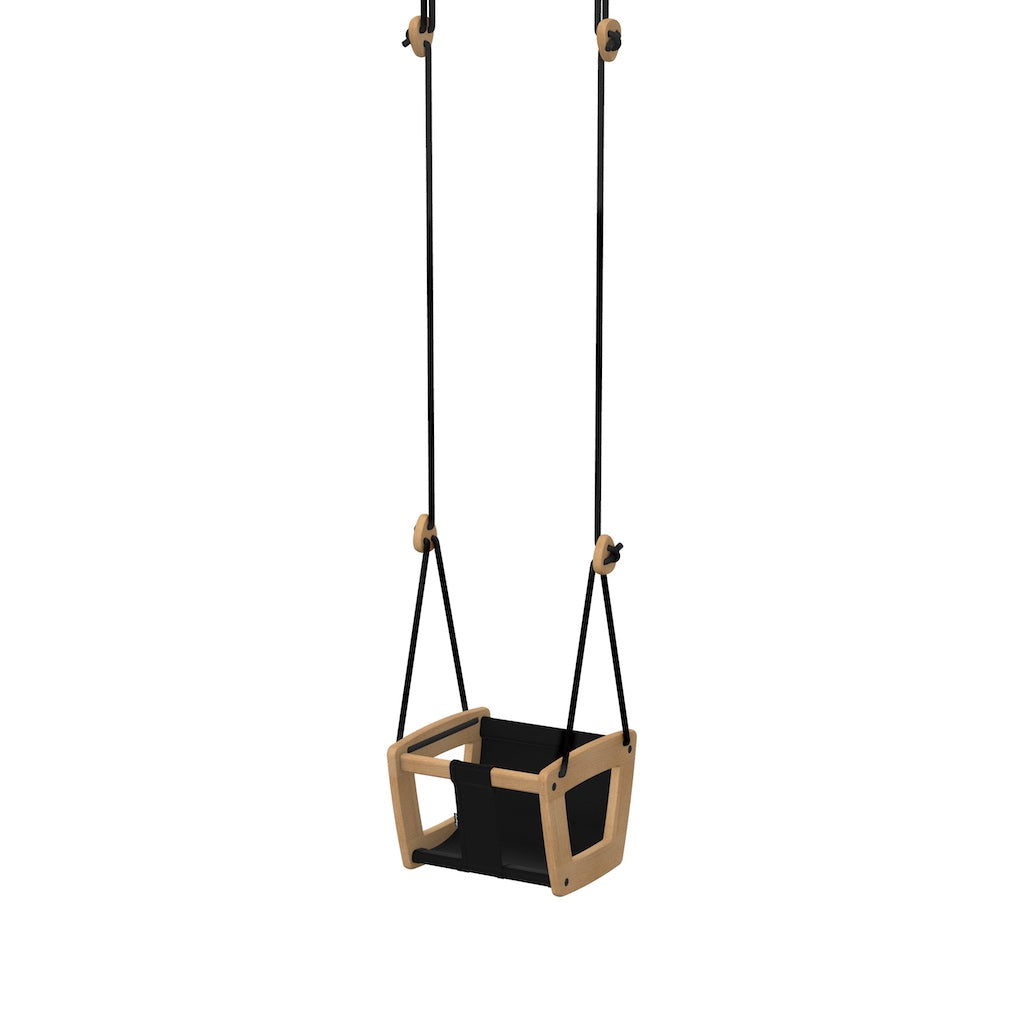 Lillagunga Toddler Swing - Oak with Black Leather