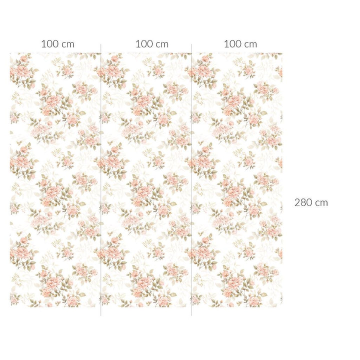 Dekornik Vintage Rose Pattern Wallpaper measurement chart