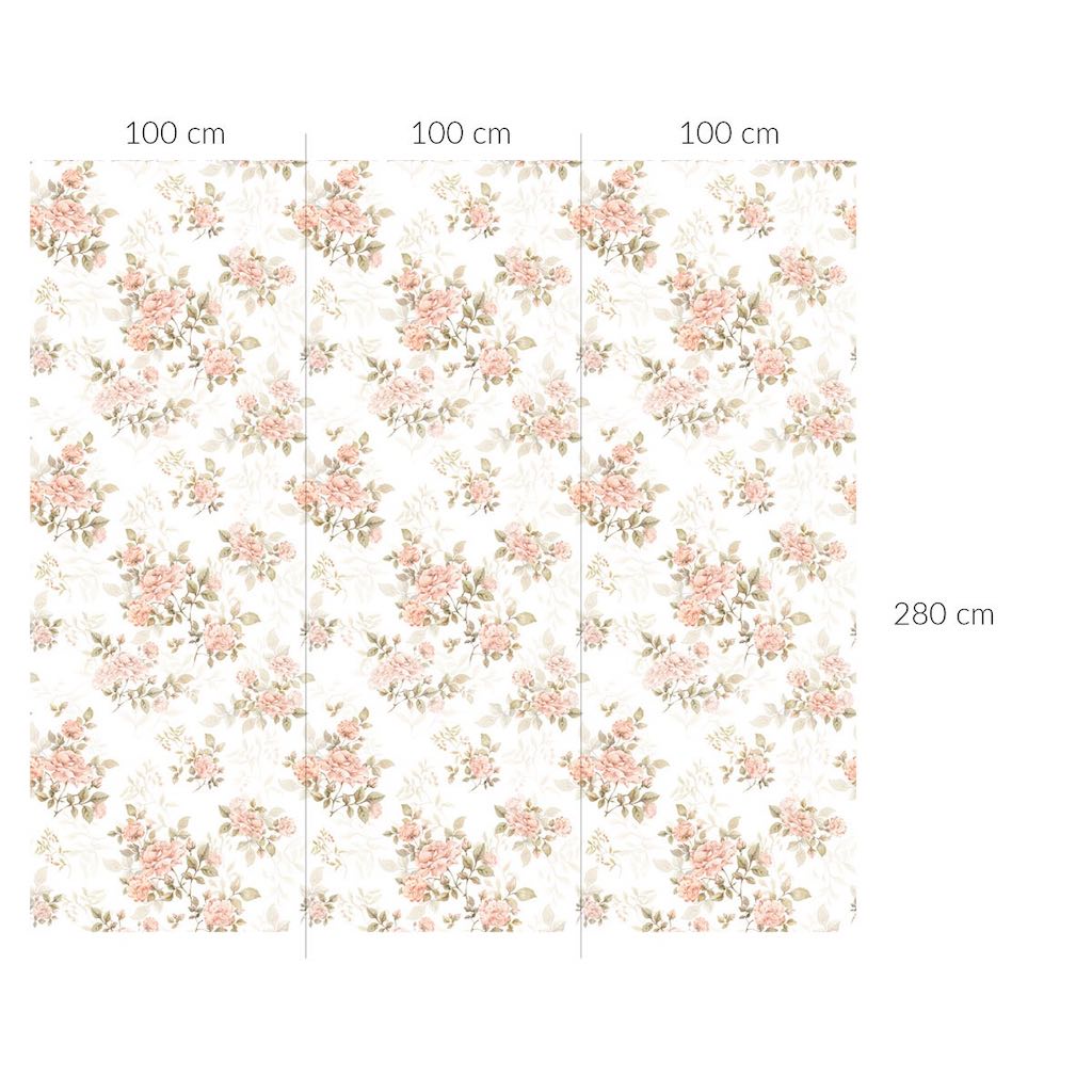 Dekornik Vintage Rose Pattern Wallpaper measurement chart