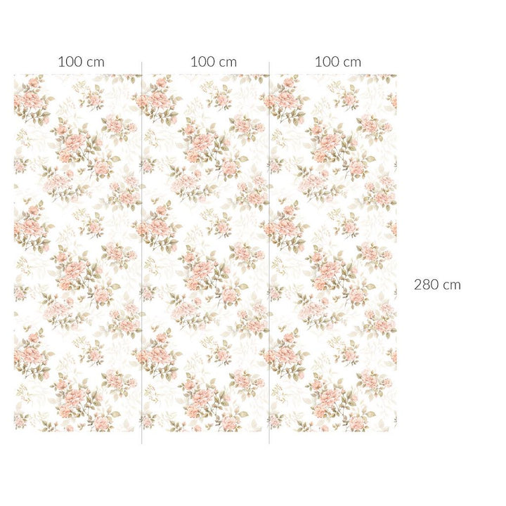 Dekornik Vintage Rose Pattern Wallpaper measurement chart