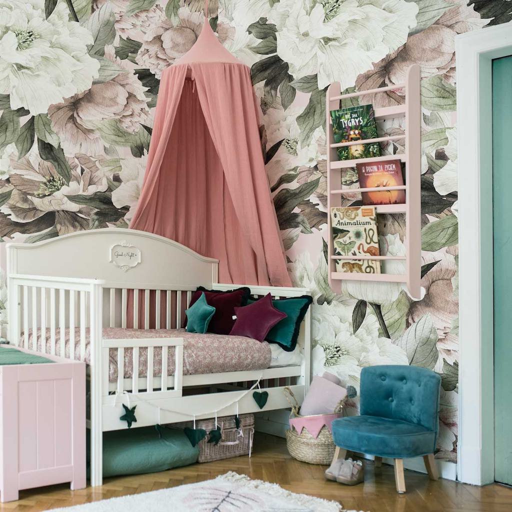 Dekornik White & Pink Peonies Max Wallpaper in nursery